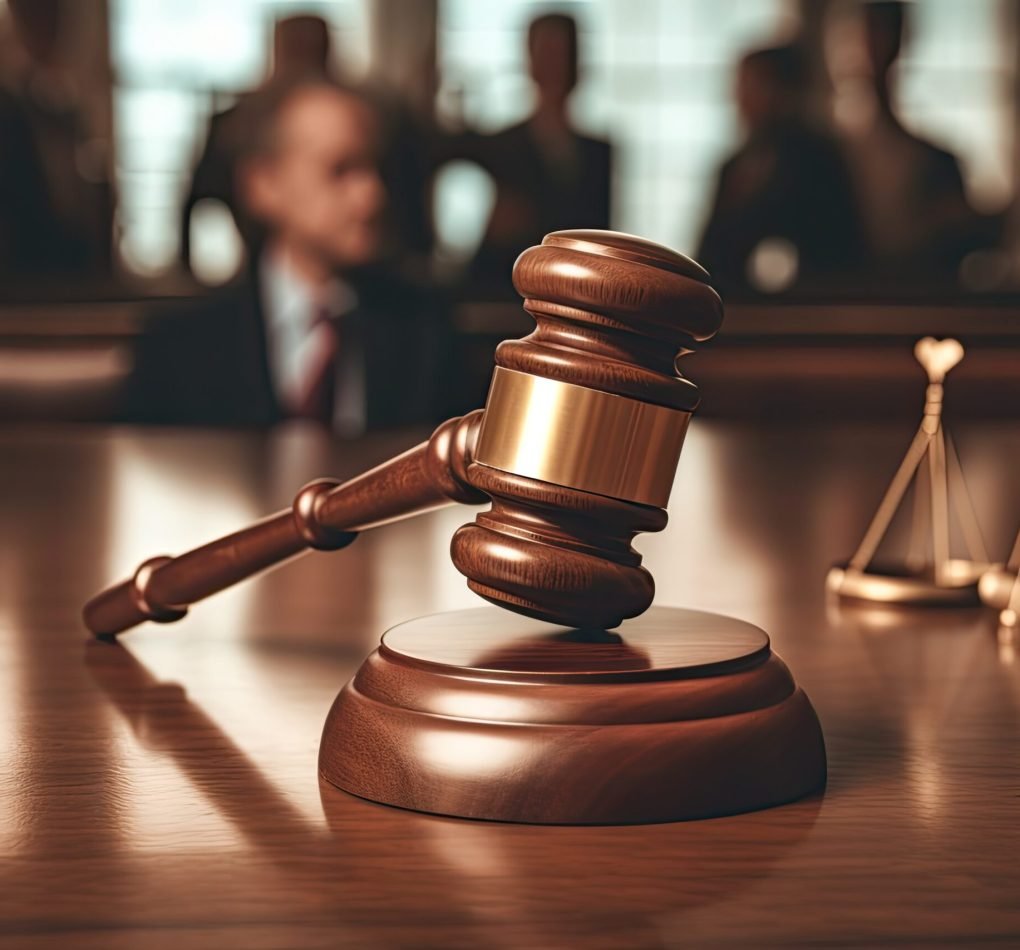 Court of Justice and law trial, courtroom attastor talking to magistrate, supreme Federal Court Judge Starts Civil Case Hearing